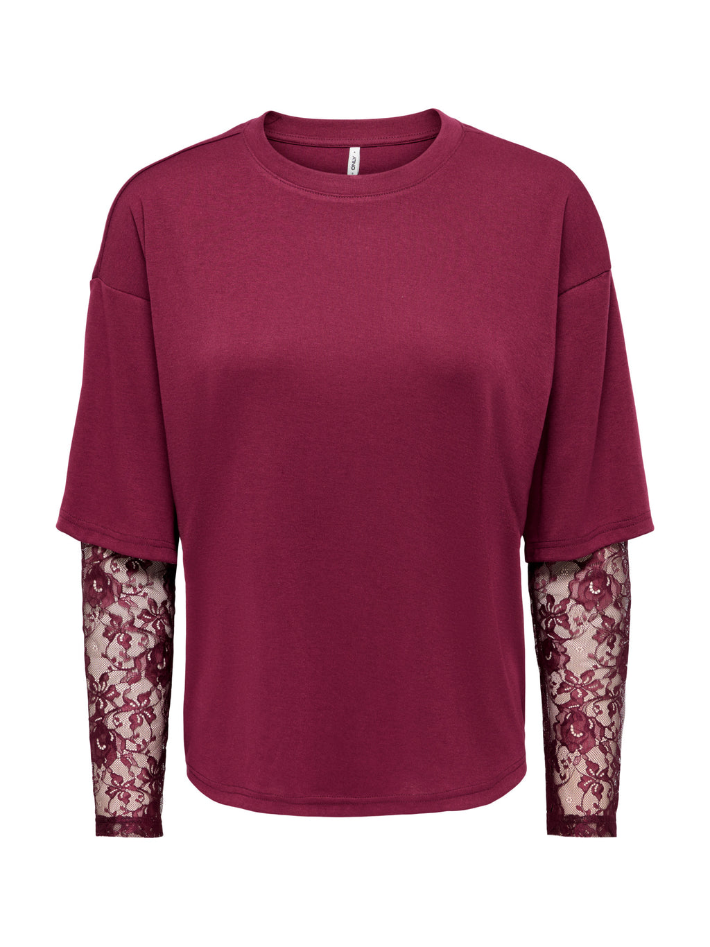 T-shirt Only Talia Bordeaux maniche lunghe con pizzo 15381333 /Fig ONLY 