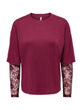 T-shirt Only Talia Bordeaux maniche lunghe con pizzo 15381333 /Fig ONLY 
