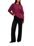T-shirt Only Talia Bordeaux maniche lunghe con pizzo 15381333 /Fig ONLY 