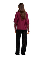 T-shirt Only Talia Bordeaux maniche lunghe con pizzo 15381333 /Fig ONLY 