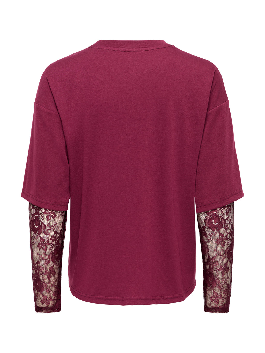 T-shirt Only Talia Bordeaux maniche lunghe con pizzo 15381333 /Fig ONLY 