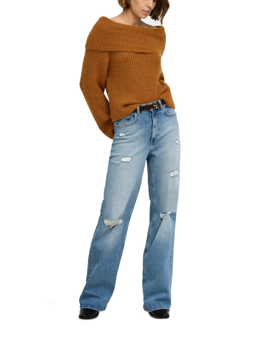 Maglia Only Maggie Arancio con ampio scollo 15381393 /Glazed Ginger ONLY 