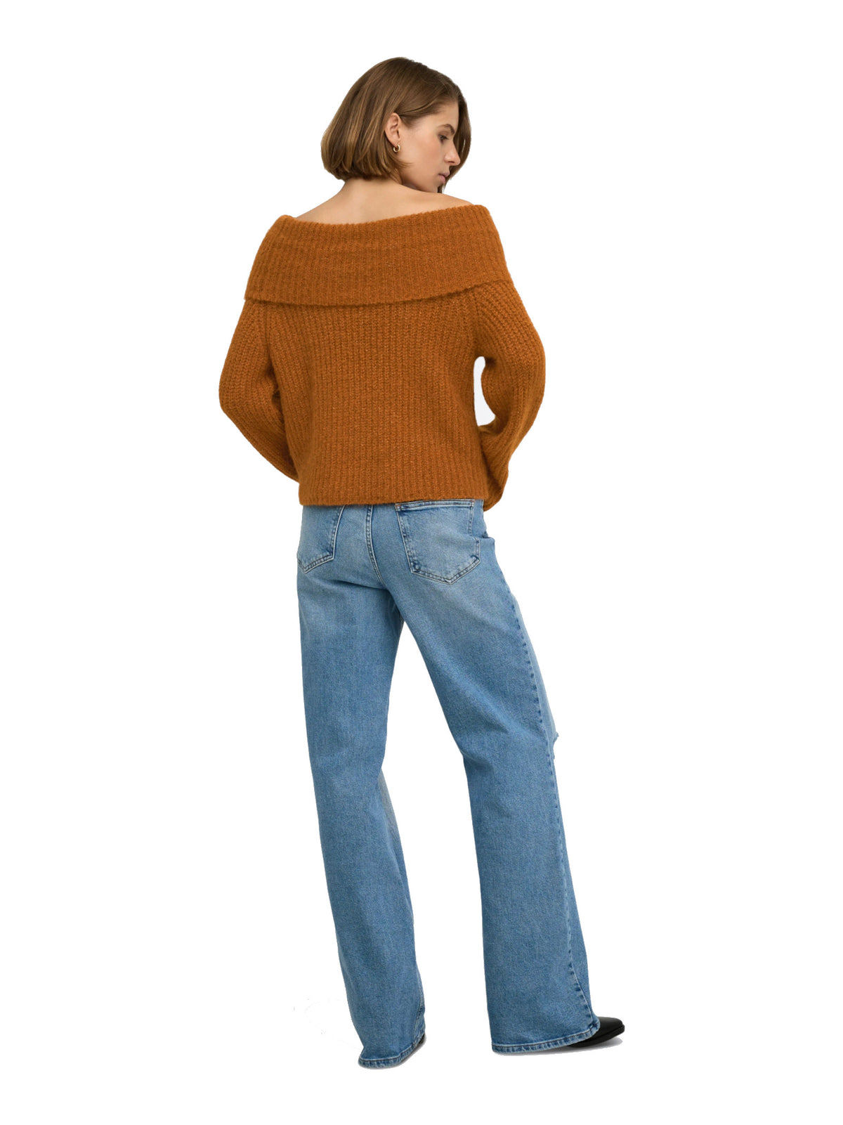 Maglia Only Maggie Arancio con ampio scollo 15381393 /Glazed Ginger ONLY 