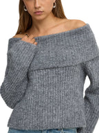 Maglia Only Maggie Grigia con ampio scollo 15381393 /Medium Grey Melange ONLY 