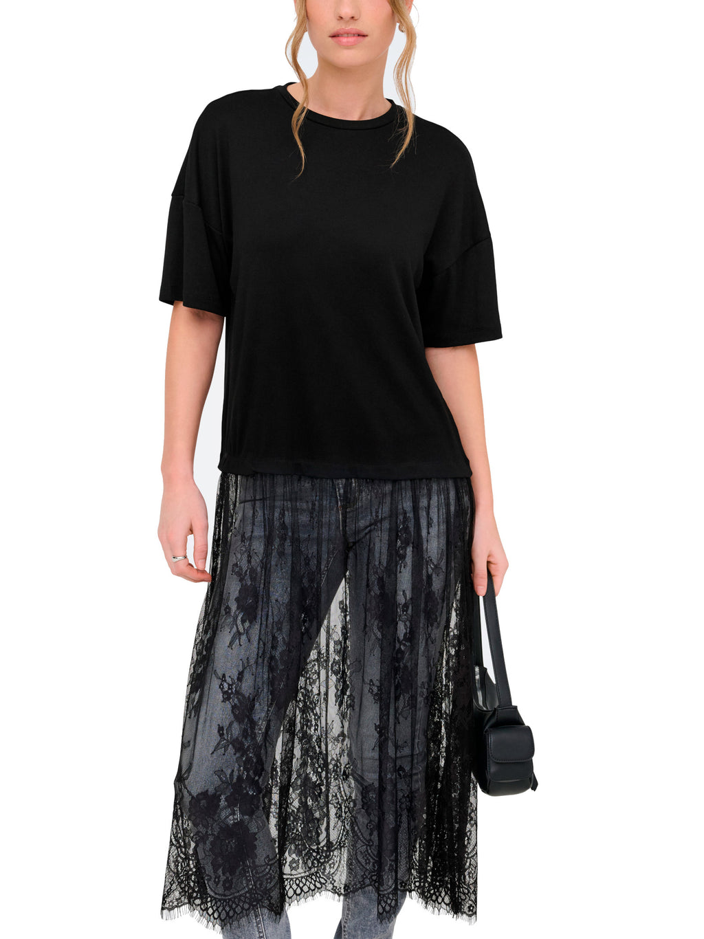 Abito Only Talia Nera con gonna in pizzo 15381879 /Black ONLY 