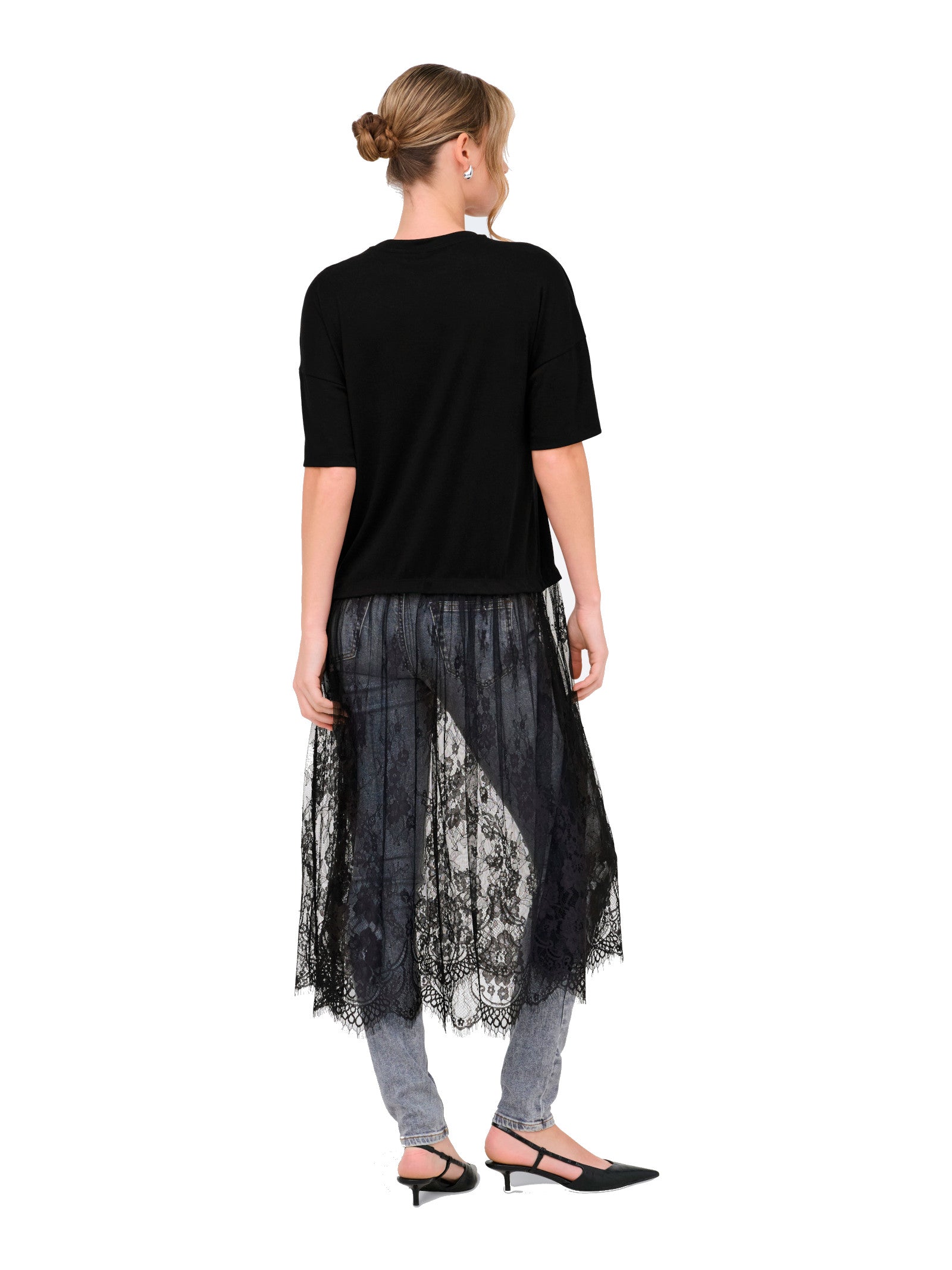 Abito Only Talia Nera con gonna in pizzo 15381879 /Black ONLY 
