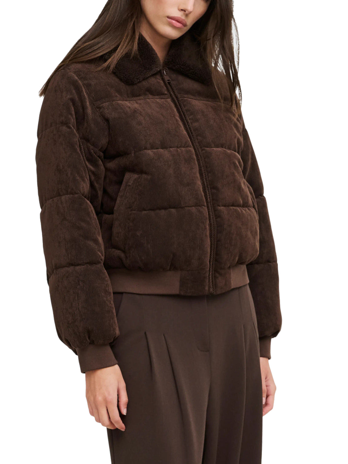 Giubbotto Only Nicoline Marrone in velluto 15382159 /Coffee Bean ONLY 