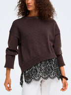Maglia Only Marrone Evie pizzo 15382505 /Coffee Bean ONLY 