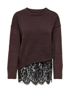 Maglia Only Marrone Evie pizzo 15382505 /Coffee Bean ONLY 