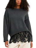 Maglia Only Piombo Evie pizzo 15382505 /Dark Grey Melange ONLY 