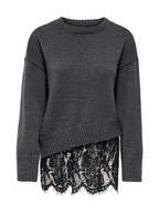 Maglia Only Piombo Evie pizzo 15382505 /Dark Grey Melange ONLY 