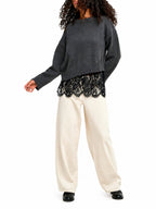 Maglia Only Piombo Evie pizzo 15382505 /Dark Grey Melange ONLY 