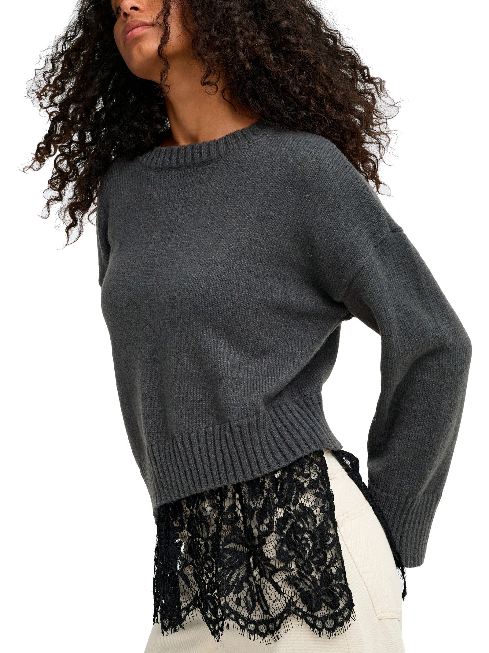 Maglia Only Piombo Evie pizzo 15382505 /Dark Grey Melange ONLY 