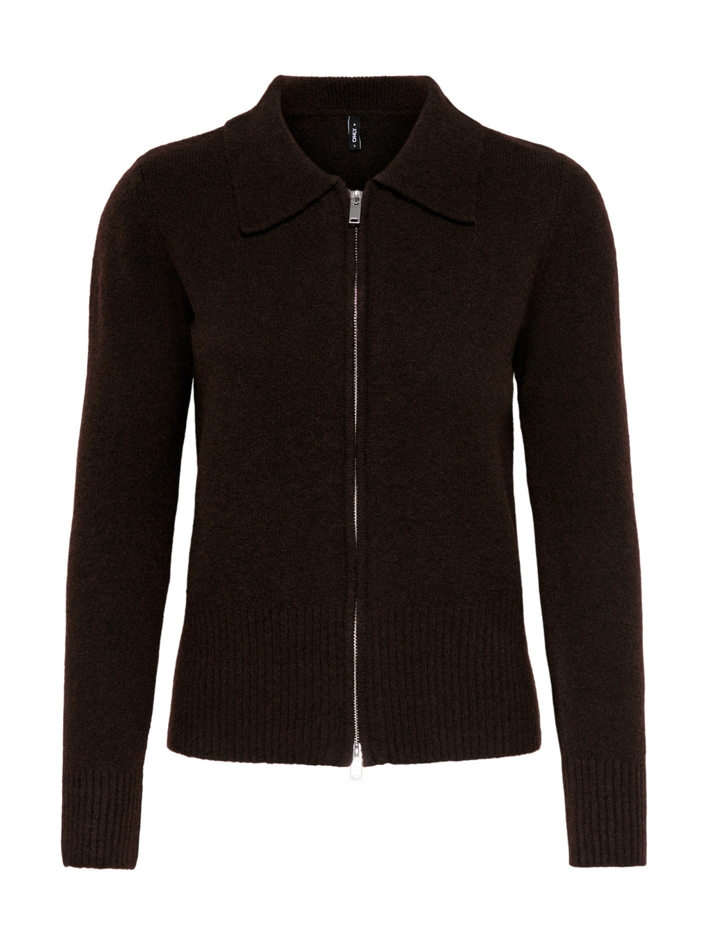 Cardigan Only Macey Marrone con colletto e zip. 15382508 /Coffee Bean ONLY 