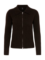 Cardigan Only Macey Marrone con colletto e zip. 15382508 /Coffee Bean ONLY 