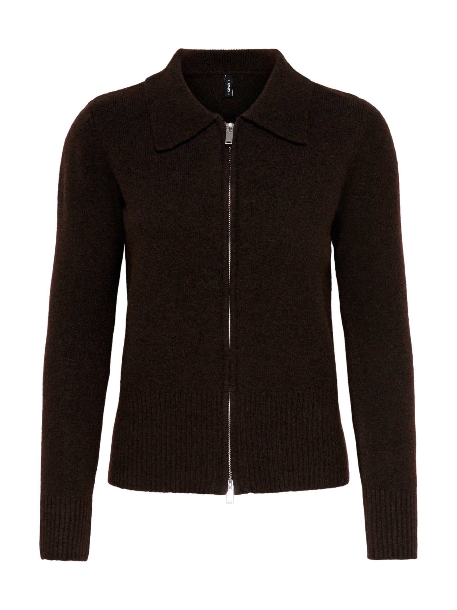 Cardigan Only Macey Marrone con colletto e zip. 15382508 /Coffee Bean ONLY 