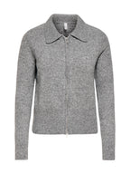 Cardigan Only Macey Grigio con colletto e zip. 15382508 /Medium Grey Melange ONLY 