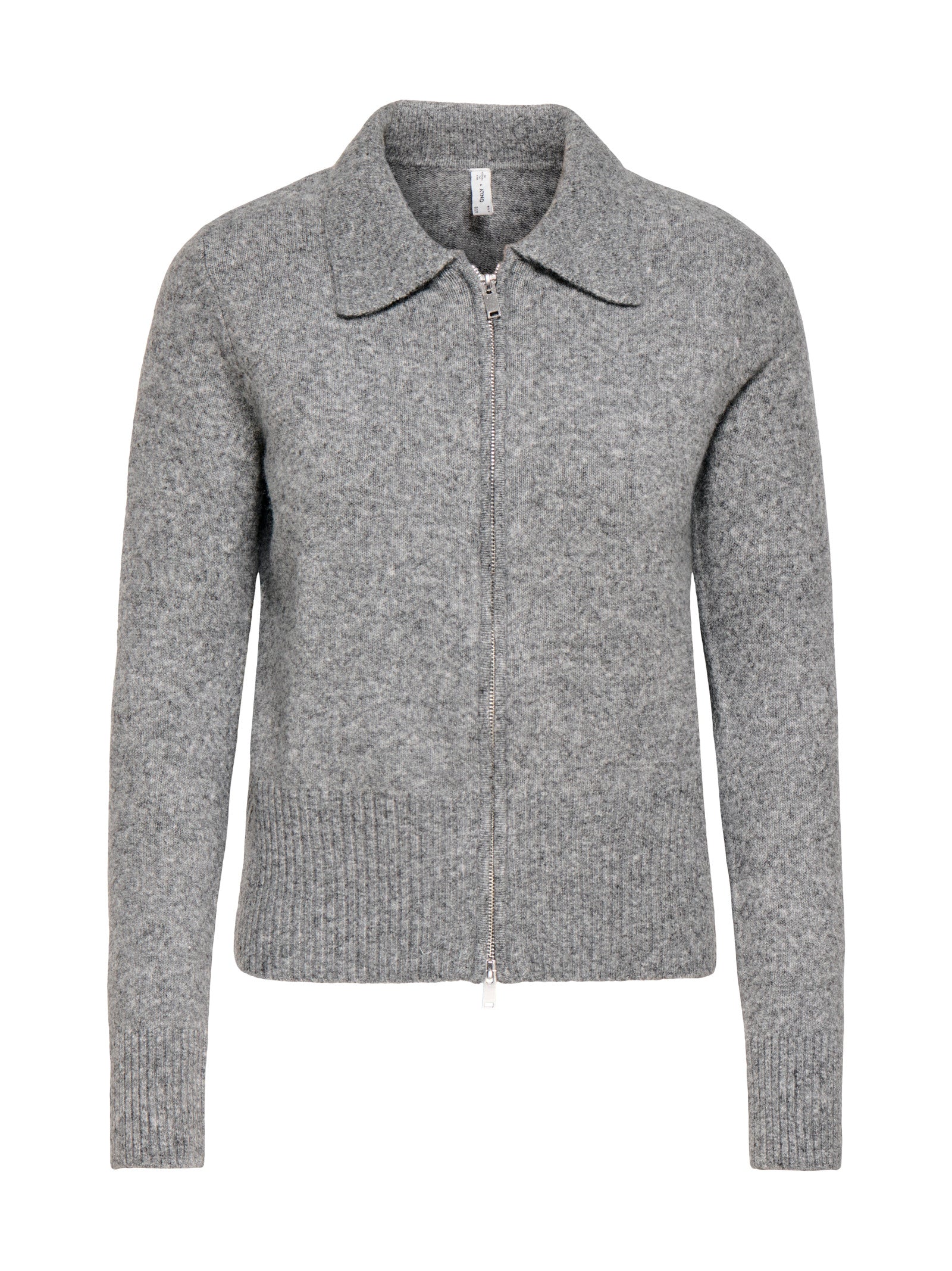 Cardigan Only Macey Grigio con colletto e zip. 15382508 /Medium Grey Melange ONLY 