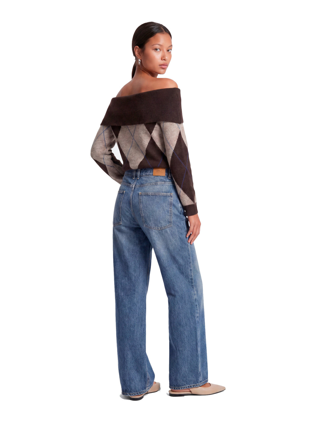 Maglia Only Livia Marrone con scollo off-shoulder 15383895 /Coffee Bean ONLY 