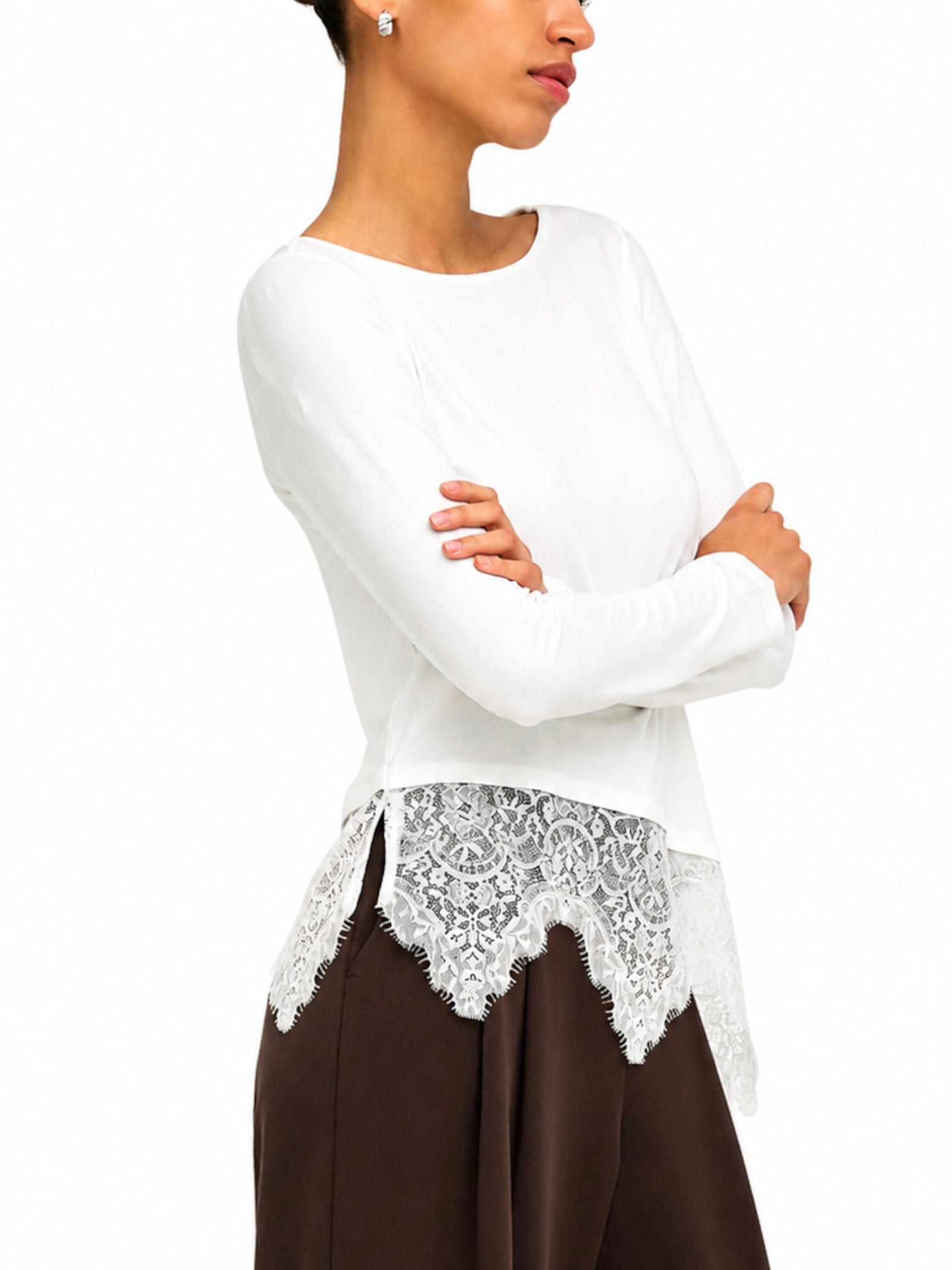 T-shirt Only Laila Bianca con pizzo 15384850 /Cloud Dancer ONLY 