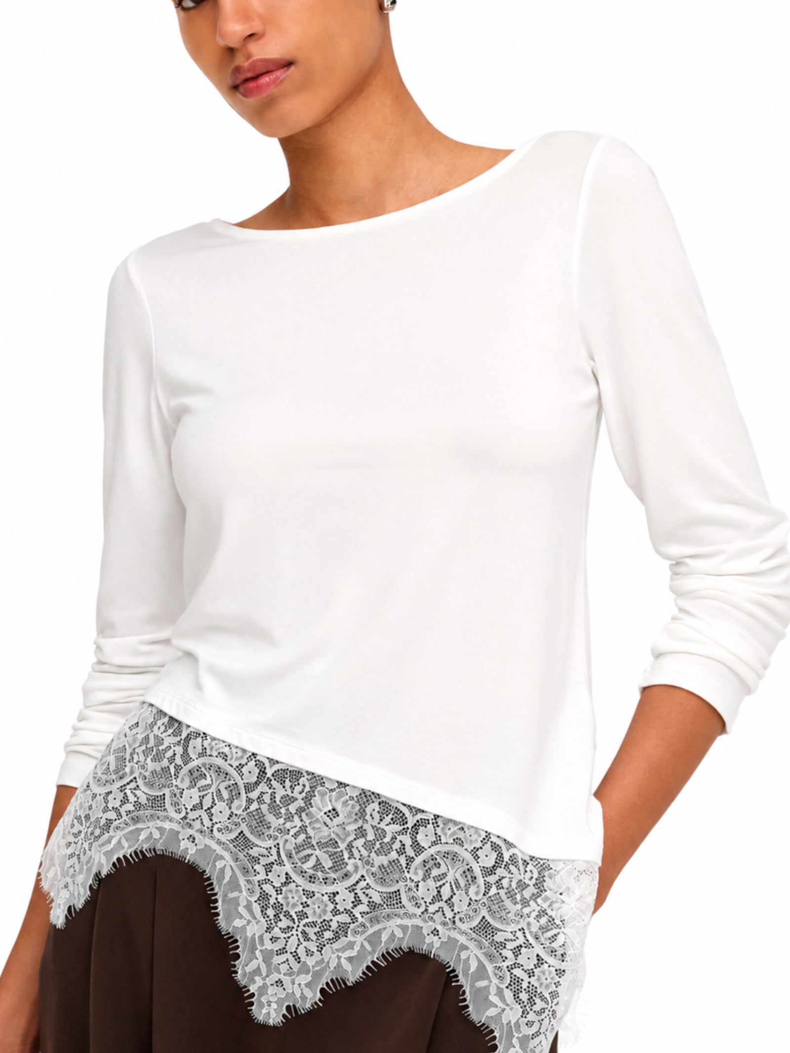 T-shirt Only Laila Bianca con pizzo 15384850 /Cloud Dancer ONLY 