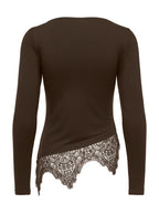T-shirt Only Laila con pizzo Marrone 15384850 /Coffee Bean ONLY 