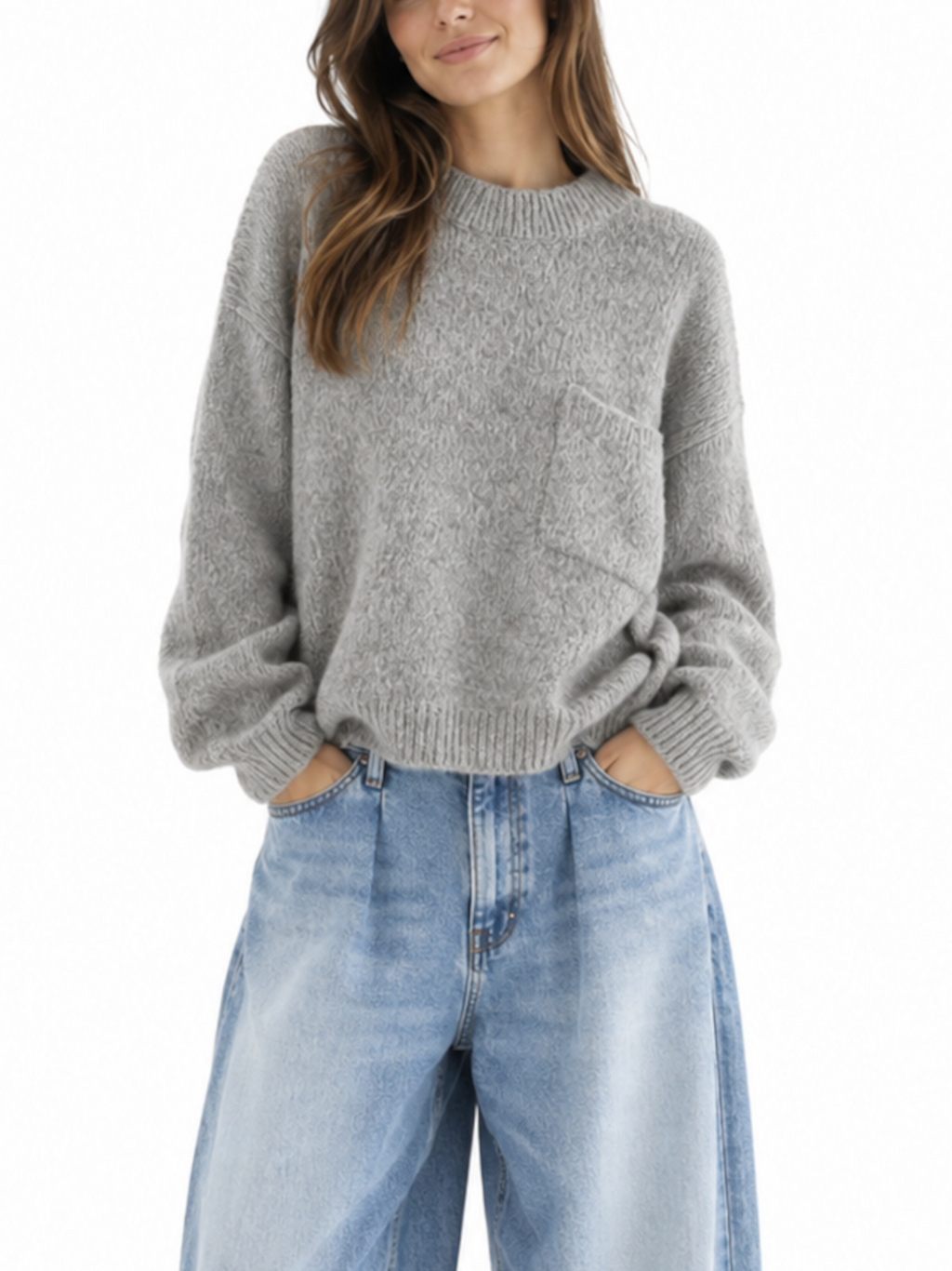 Maglia Please Grigio girocollo taschino M734725625 GRIGIO PLEASE 