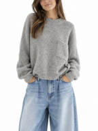 Maglia Please Grigio girocollo taschino M734725625 GRIGIO PLEASE 