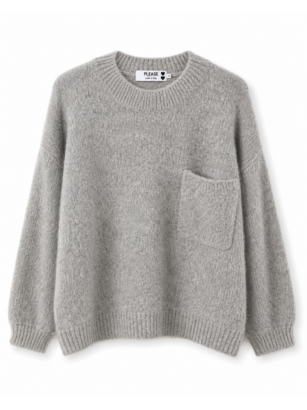 Maglia Please Grigio girocollo taschino M734725625 GRIGIO PLEASE 