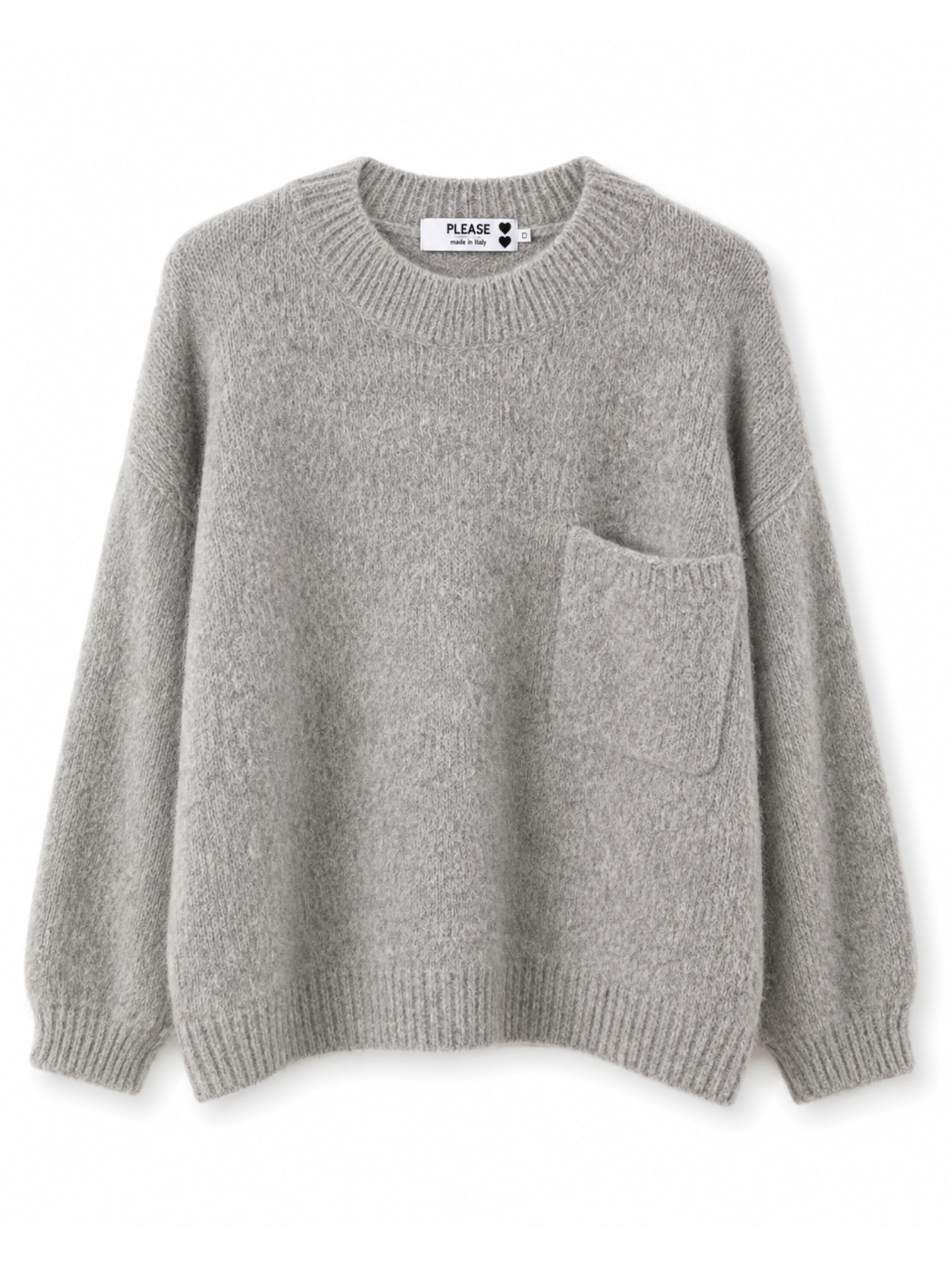 Maglia Please Grigio girocollo taschino M734725625 GRIGIO PLEASE 