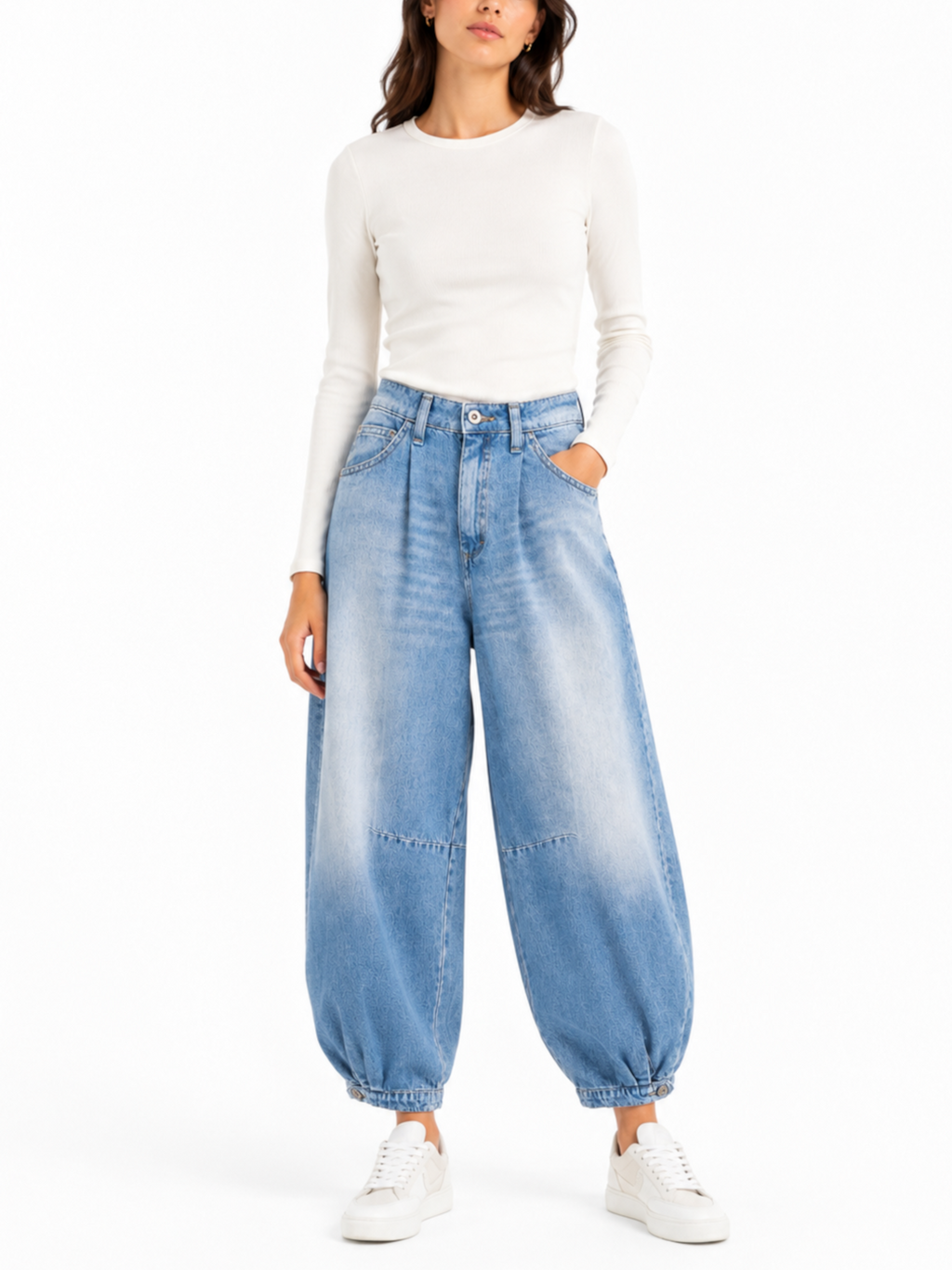 Jeans Please Blue Denim Balloon fit P3RHDINPGE BLUE DENIM PLEASE 
