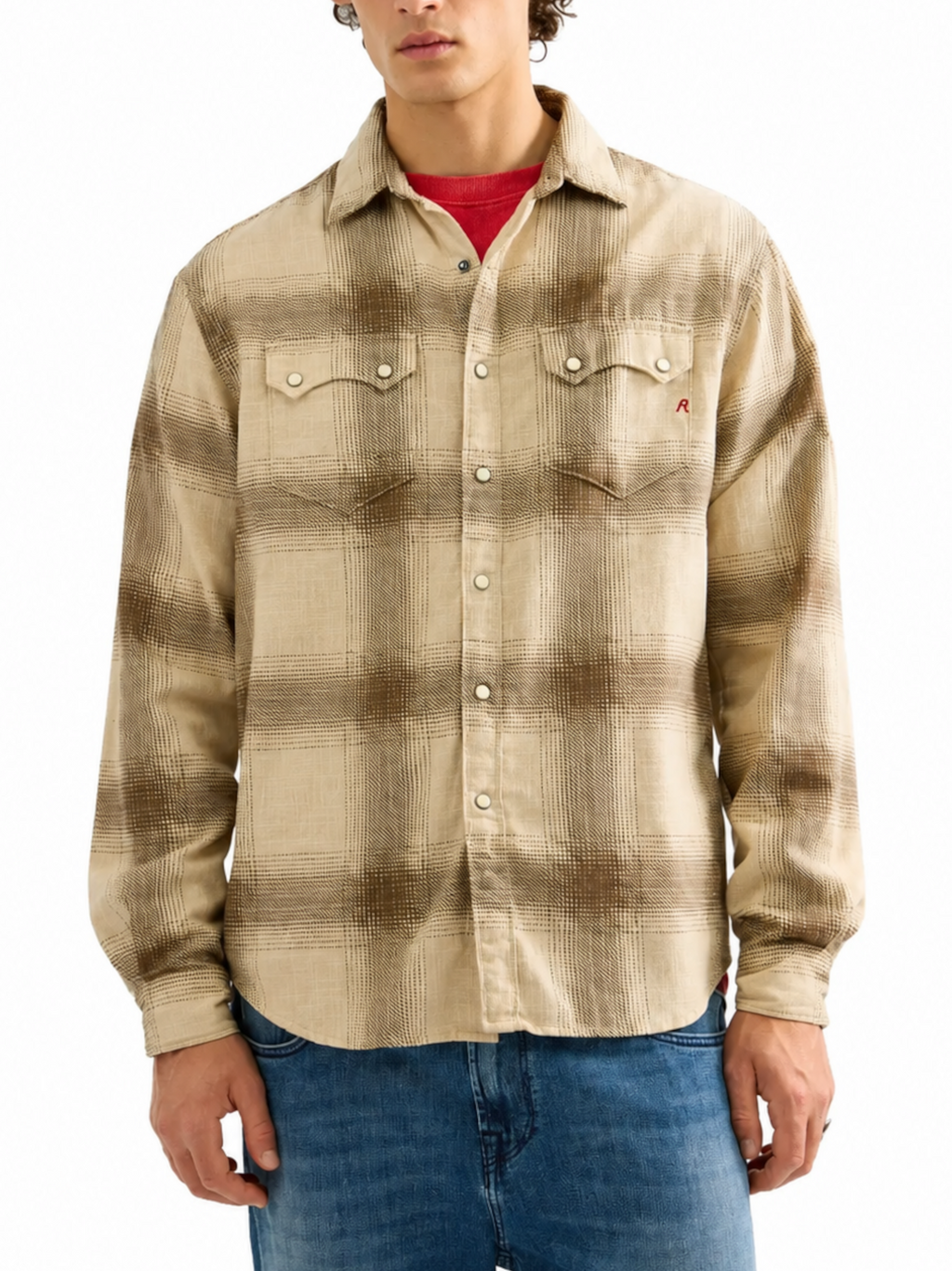 Camicia Replay Beige Western check a quadri M107F CO53 REPLAY 