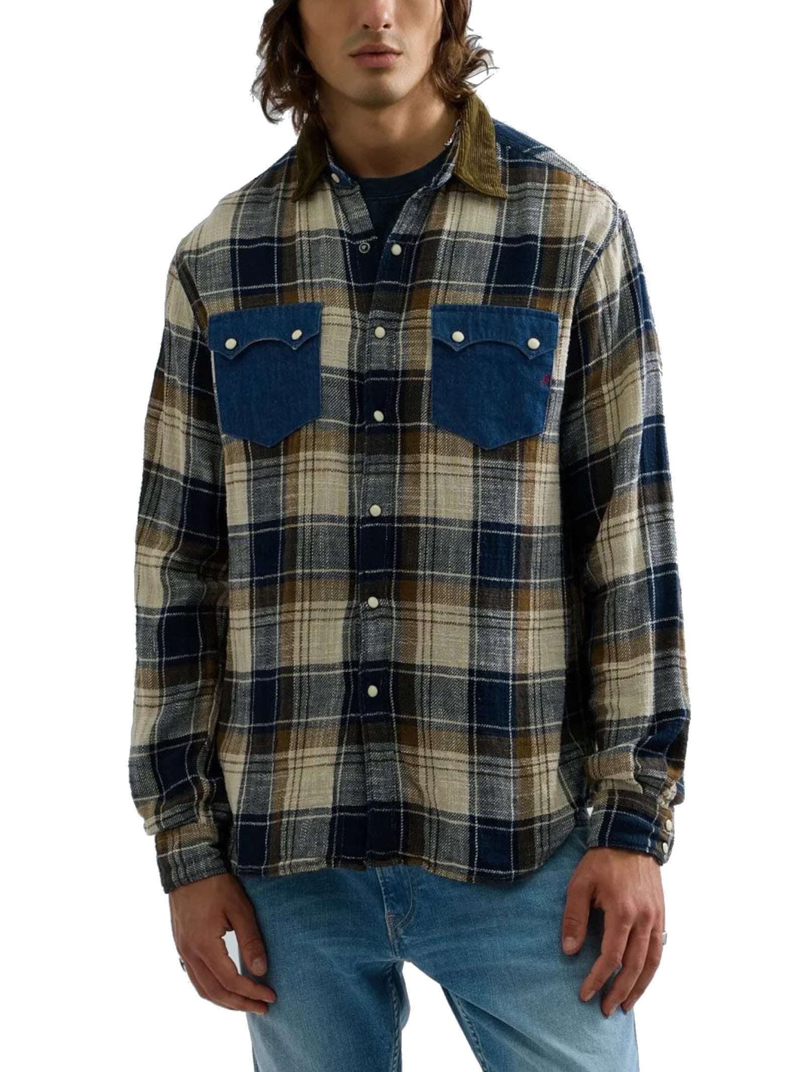 Camicia Replay beige a quadri M13MJ C04U REPLAY 