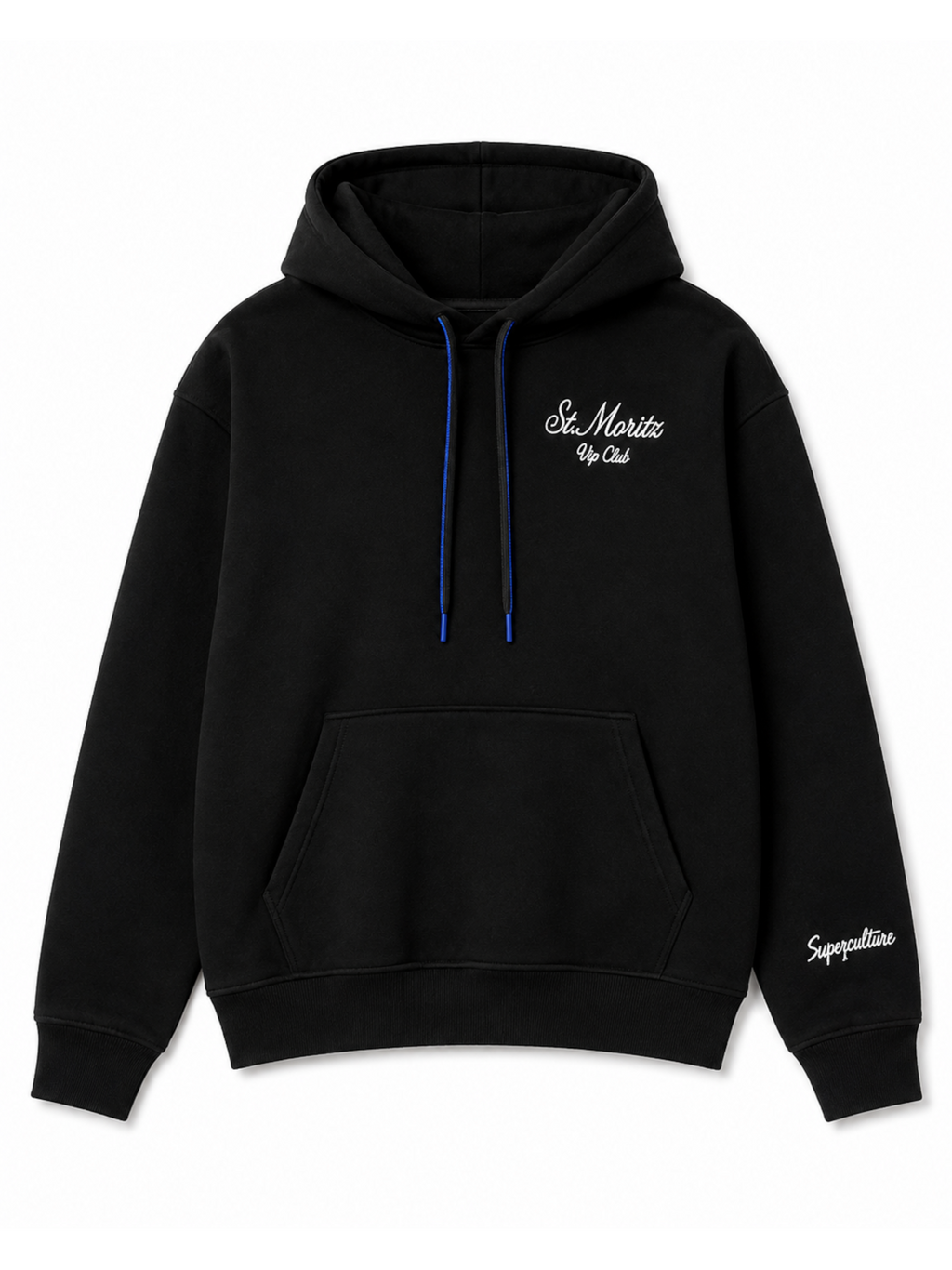 Felpa Superculture Nero St Moritz cappuccio  laccio trakking A3007 NERO SUPERCULTURE 