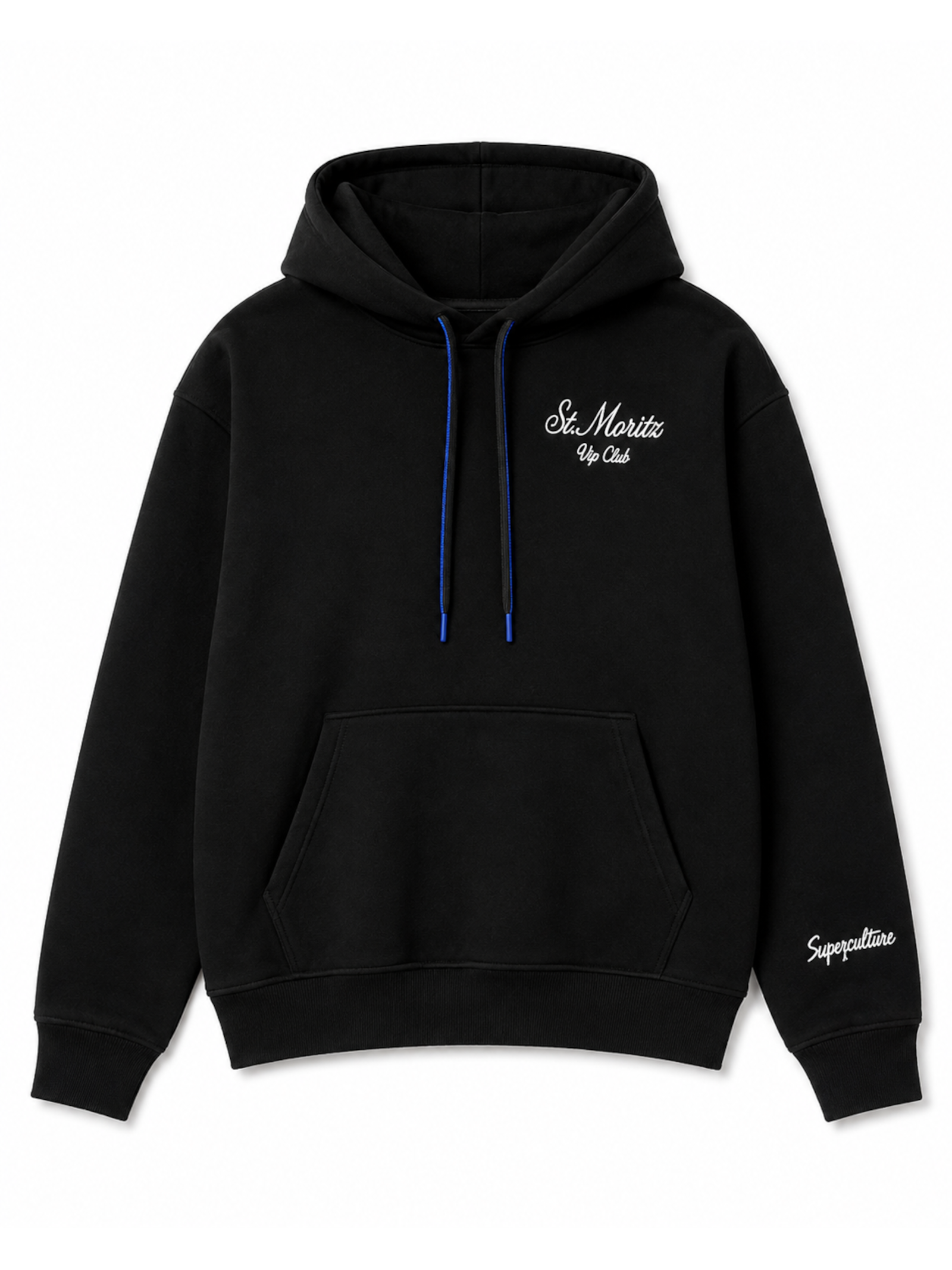 Felpa Superculture Nero St Moritz cappuccio  laccio trakking A3007 NERO SUPERCULTURE 