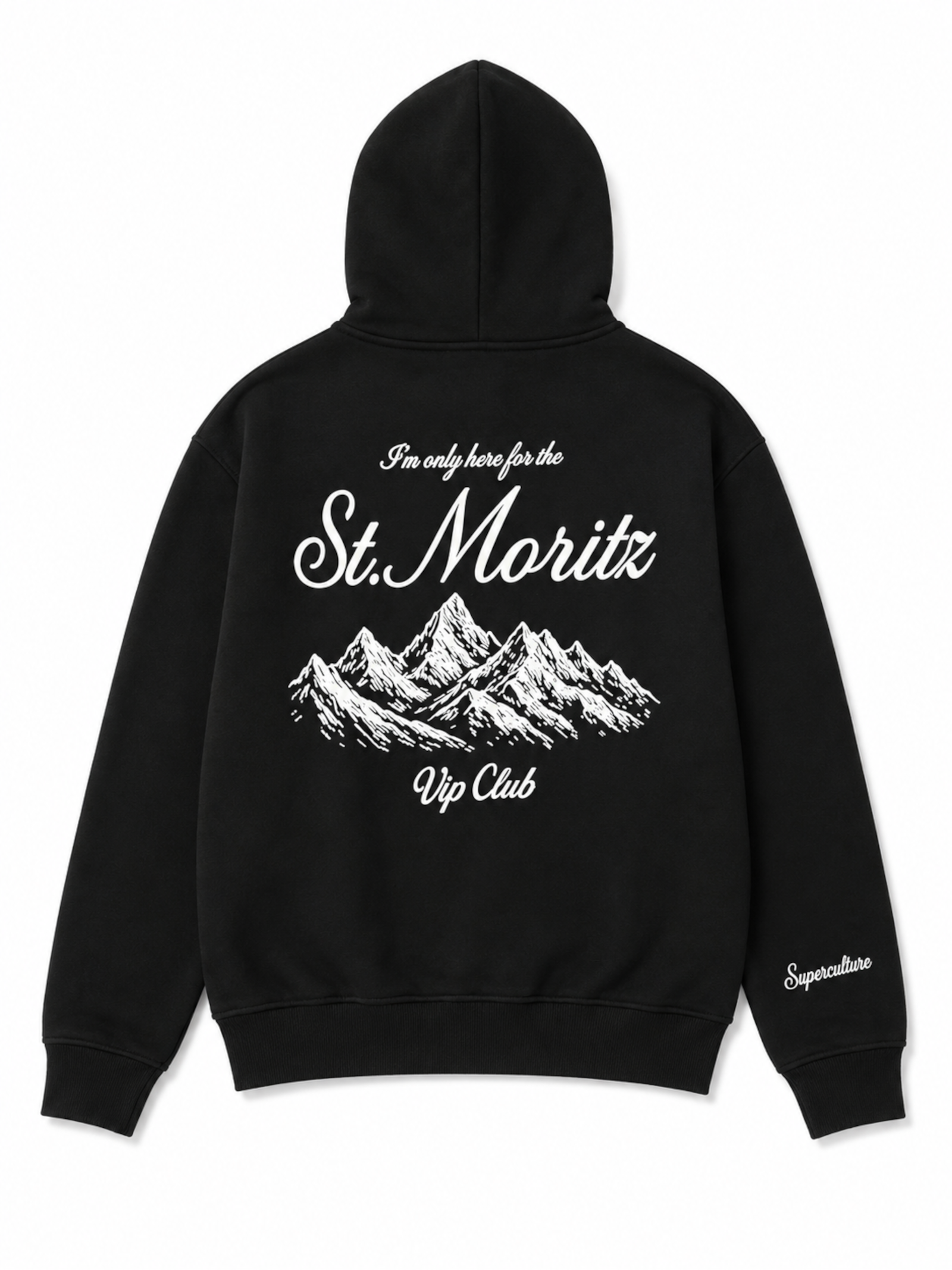Felpa Superculture Nero St Moritz cappuccio  laccio trakking A3007 NERO SUPERCULTURE 