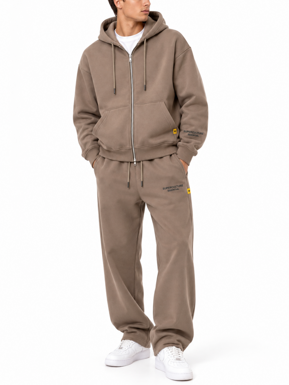 Pantalone Superculture Tortora James largo in felpa JAMES TORTORA SUPERCULTURE 