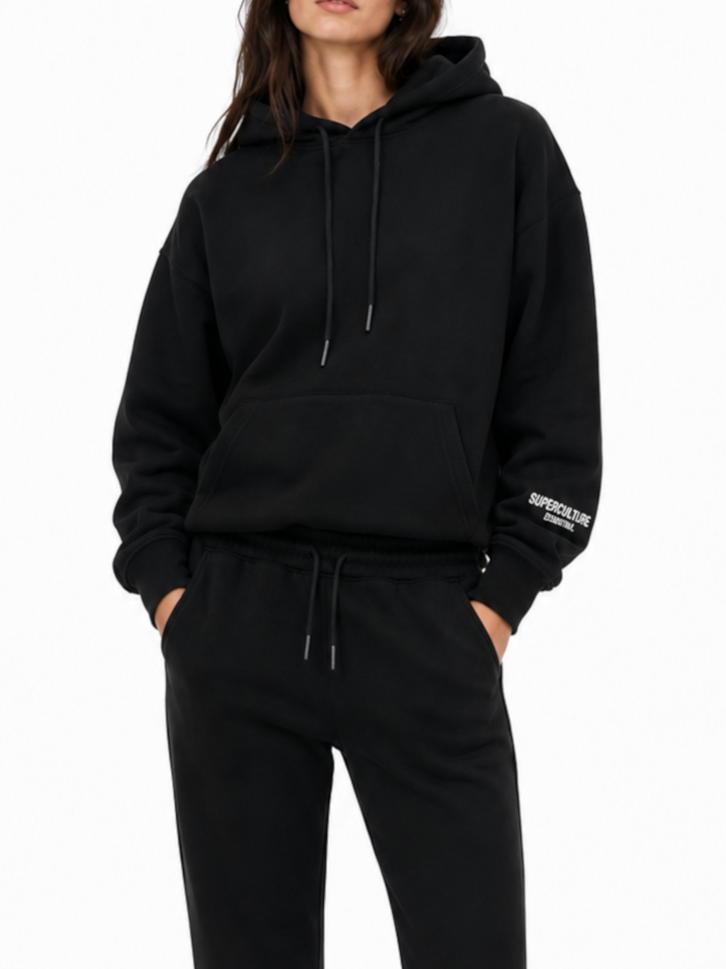 Felpa Superculture Nera con cappuccio cropped SALLY NERO SUPERCULTURE 