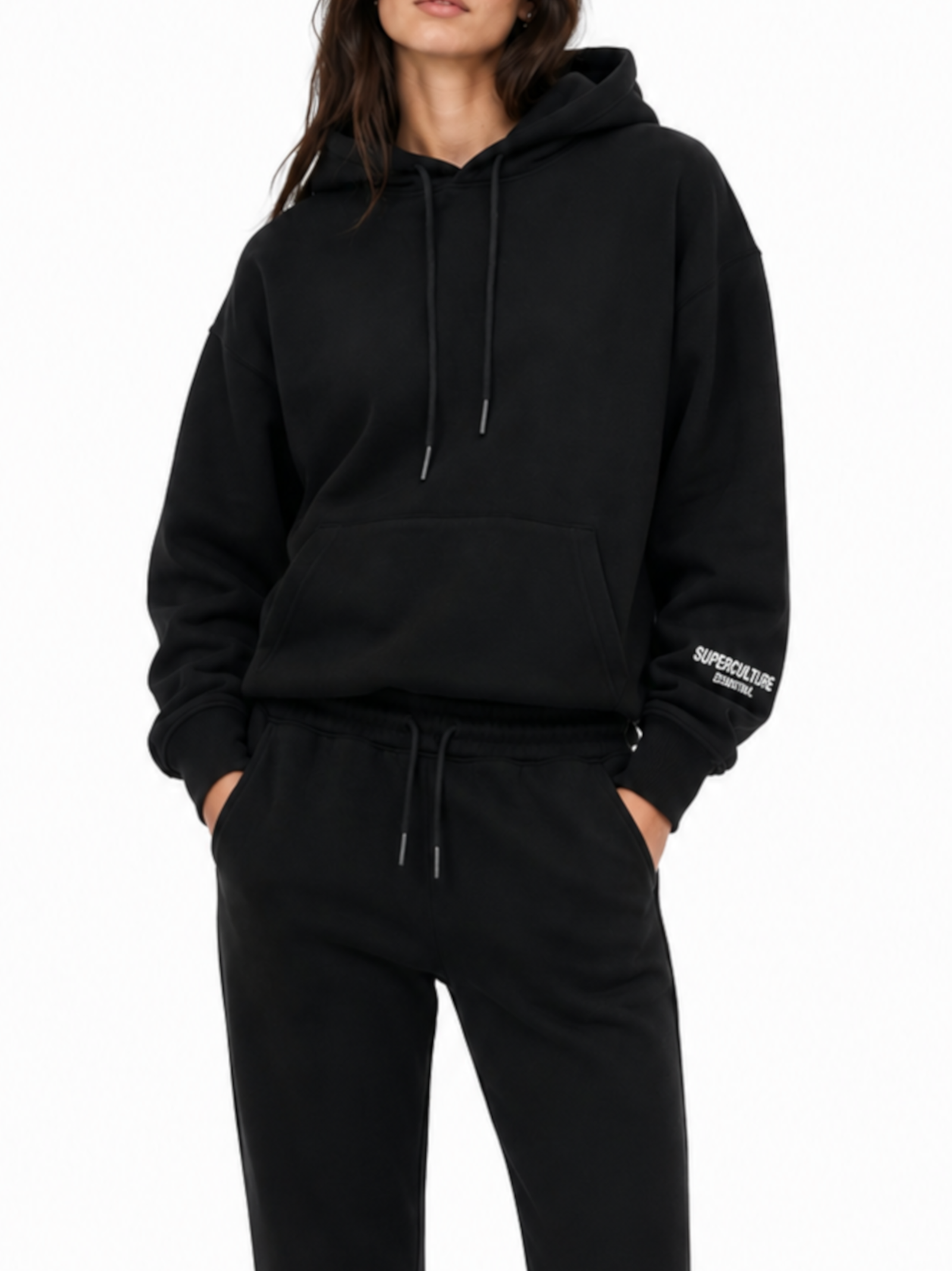 Felpa Superculture Nera con cappuccio cropped SALLY NERO SUPERCULTURE 