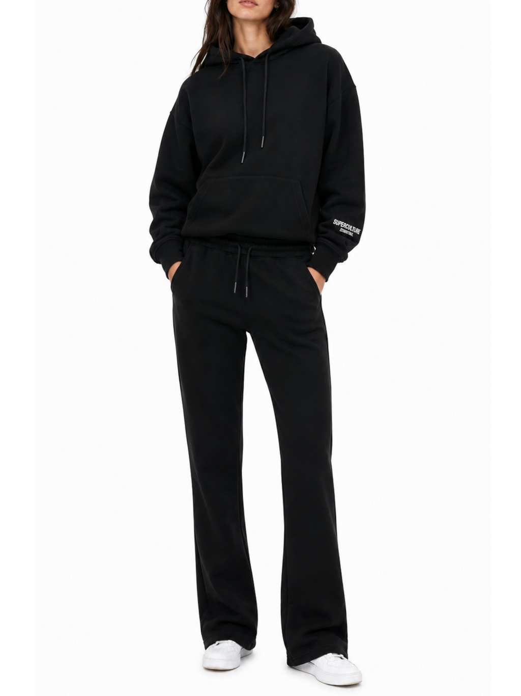 Felpa Superculture Nera con cappuccio cropped SALLY NERO SUPERCULTURE 
