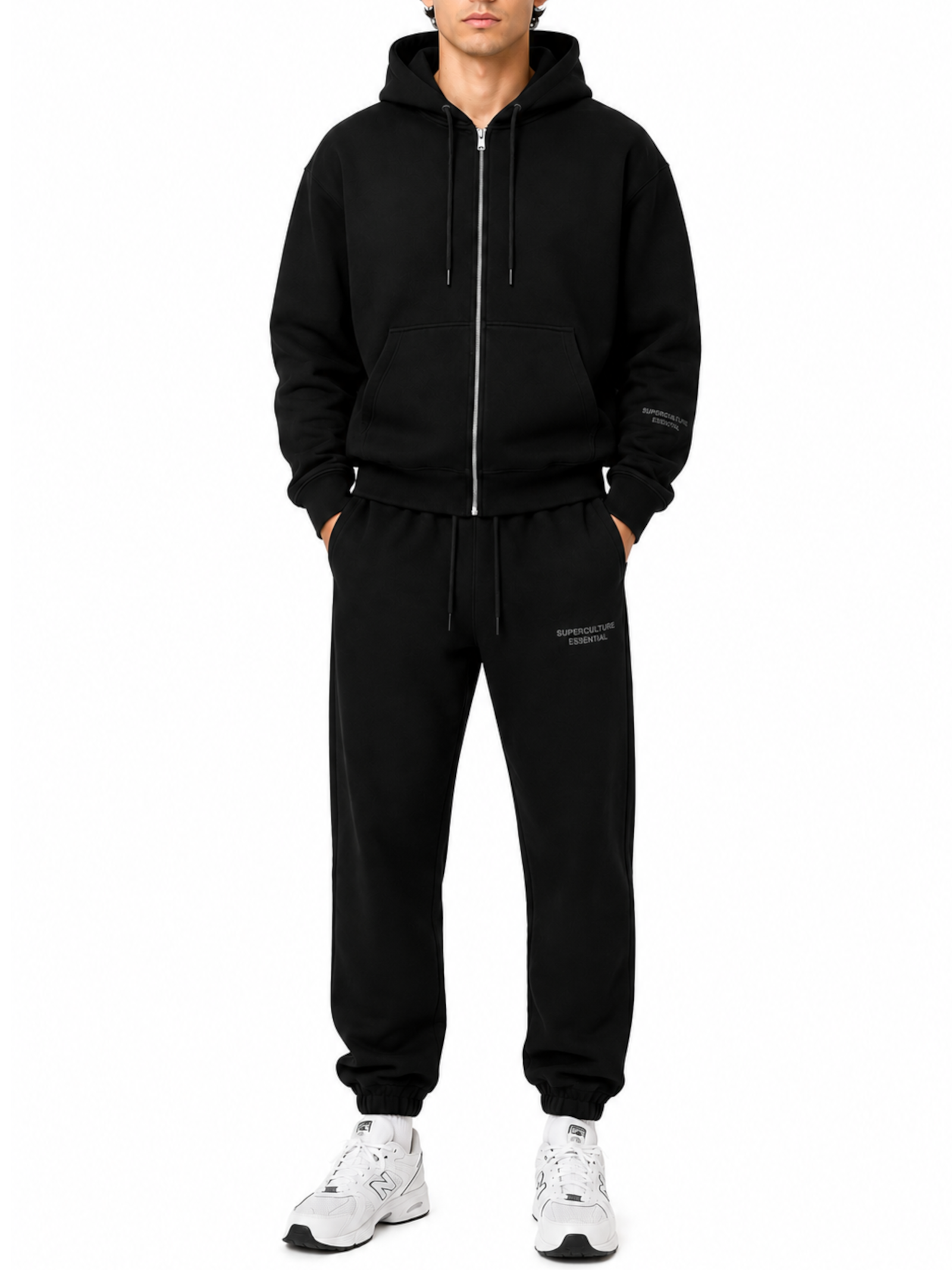 Felpa Superculture Nero zip cappuccio Boxy fit TRAVIS NERO SUPERCULTURE 