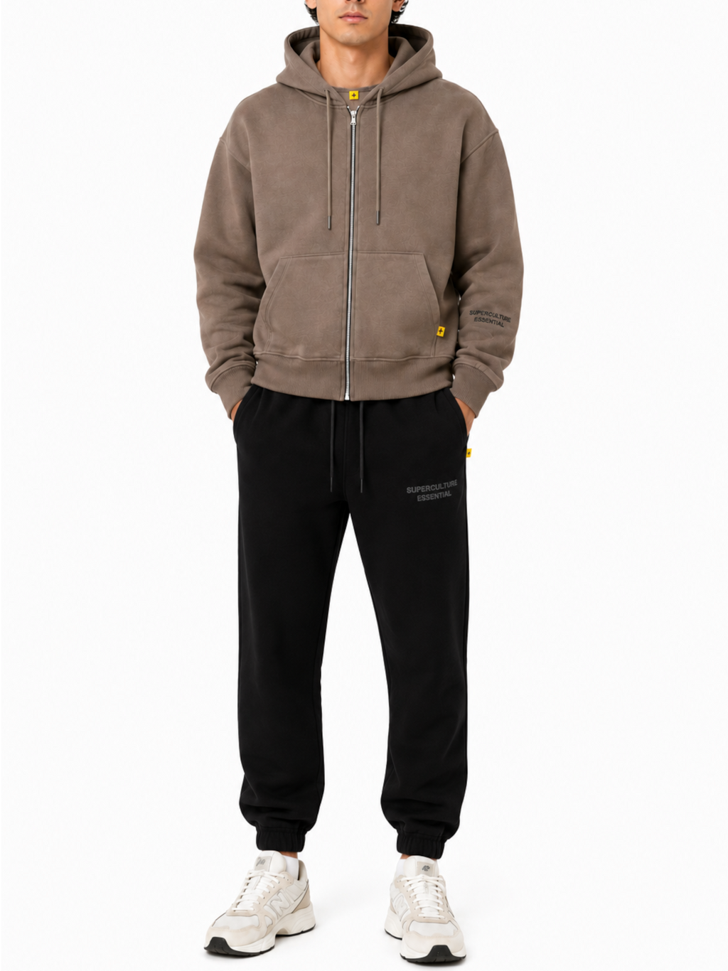 Felpa Superculture Tortora zip cappuccio Boxy fit TRAVIS TORTORA SUPERCULTURE 