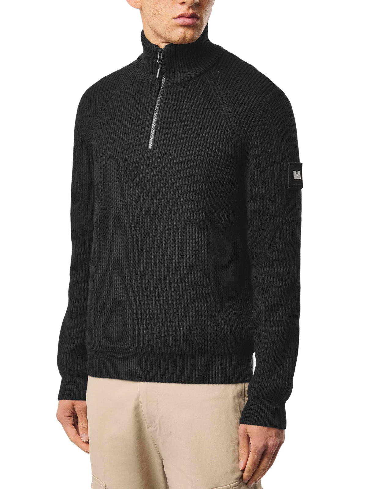Maglia Weekend Offender Nero 1/4 zip a coste SNETTERTON BLACK WEEKEND OFFENDER 