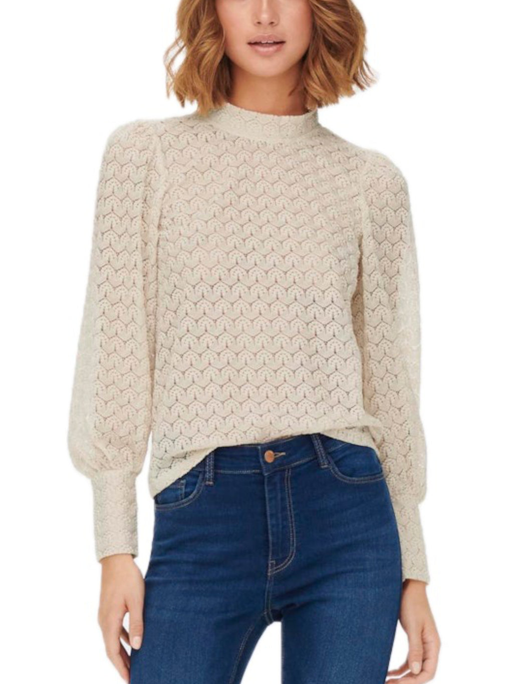 Blusa Jacqueline De Yong Bianco girocollo 15268408 /Cloud Dancer JDY 