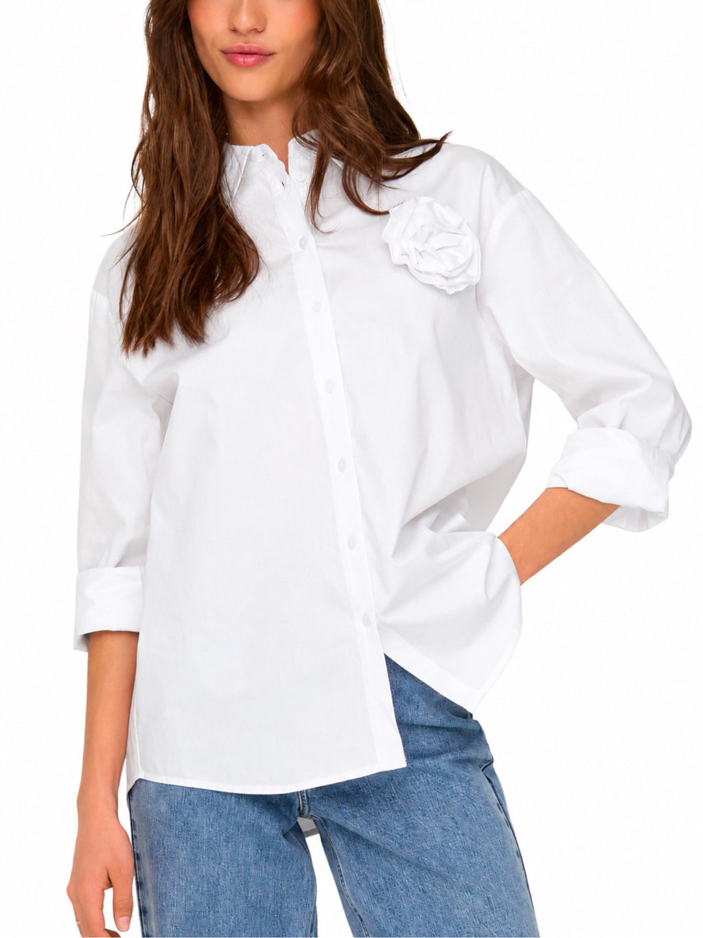 Camicia Only Mille Bianca con fiore in tessuto 15319038 /Cloud Dancer ONLY 