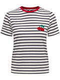 T-shirt Only Bianco Ciliegia Eart a righe 15318959 /Cherry Cloud Dancer ONLY 