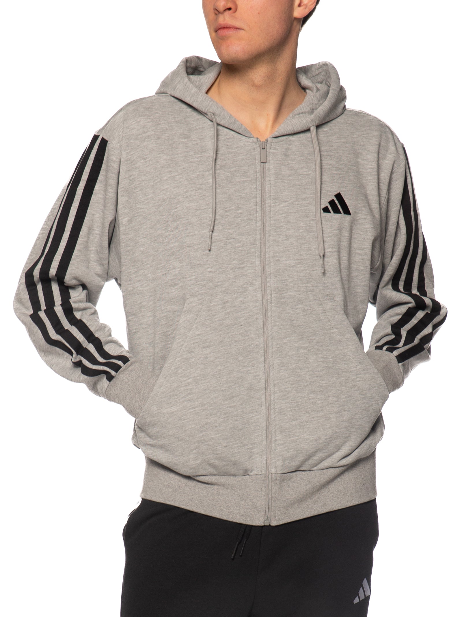 Felpa Adidas Nero con cappuccio e zip JE6338 GRIGIO ADIDAS 