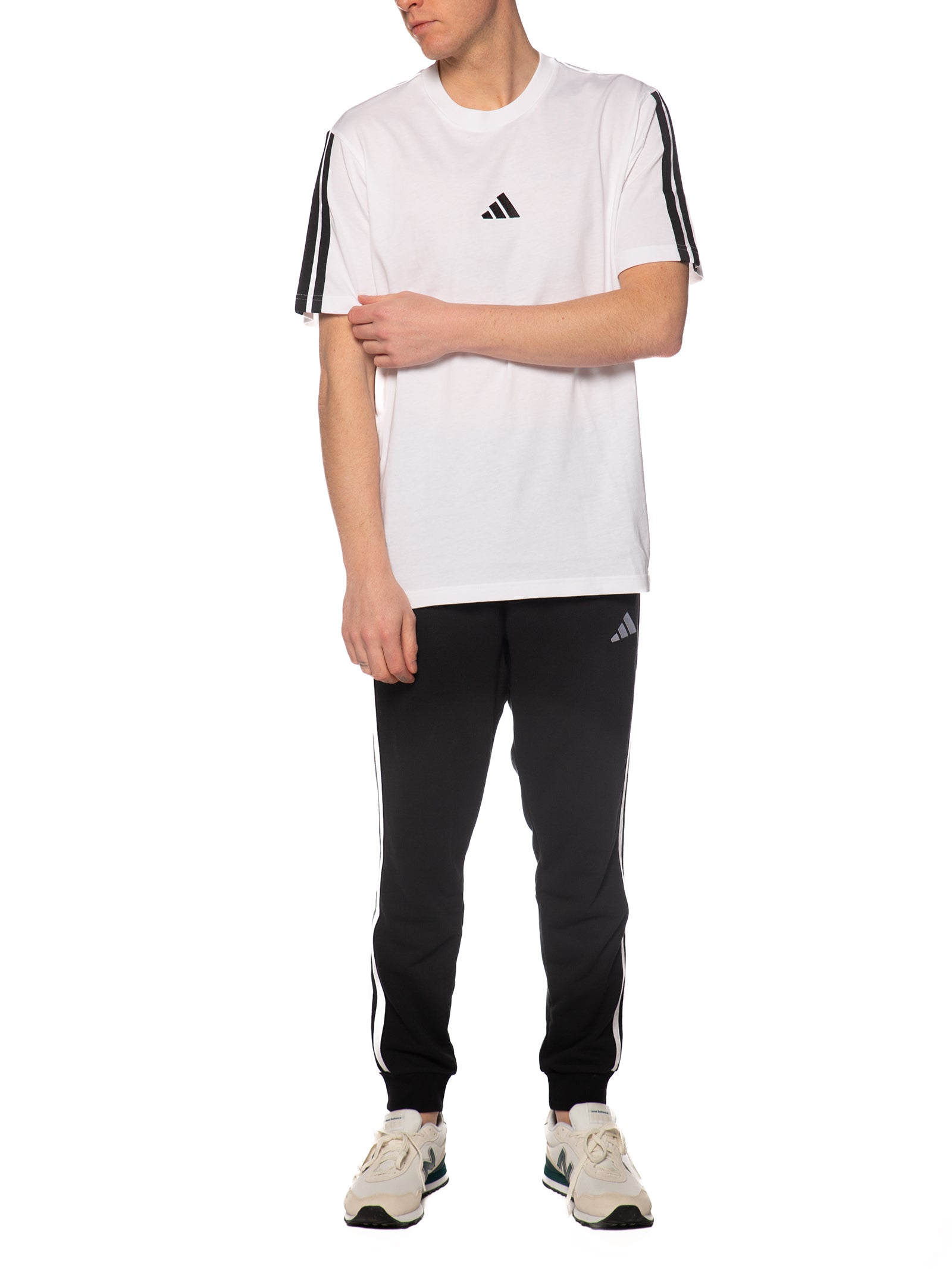 T-shirt Adidas Bianco logo piccolo banda JW1952 BIANCO ADIDAS 