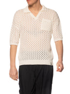 Polo Block Eleven Panna in maglia con buchi 03LD128 PANNA BLOCK ELEVEN 