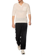 Polo Block Eleven Panna in maglia con buchi 03LD128 PANNA BLOCK ELEVEN 